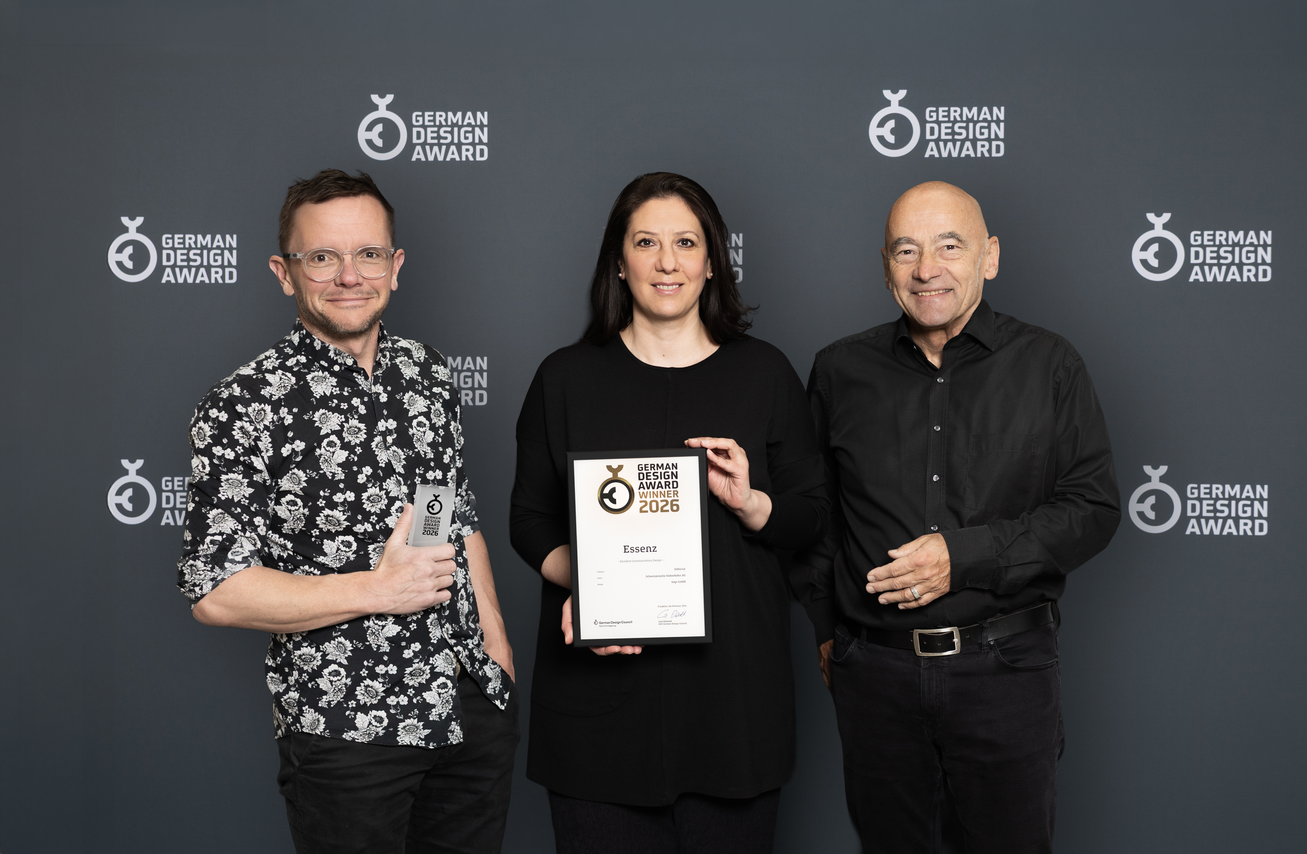 Robert Diener, Semra Yavuz, Urs Andermatt, GDA-Preisverleihung in Frankfurt, 6.2.2026