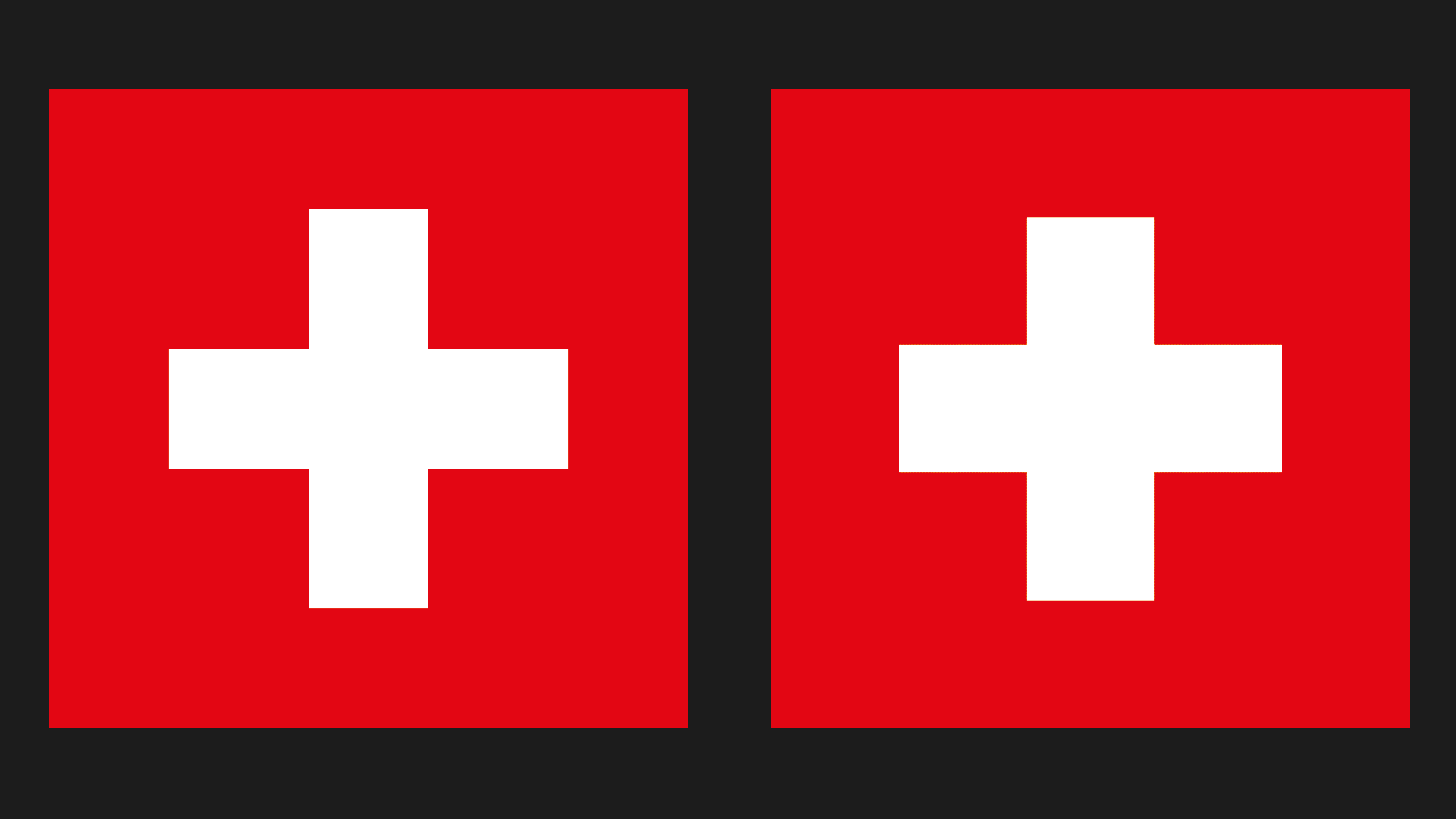 Schweizer Kreuz in zwei Rasterdarstellungen nebeneinander gezeigt.
